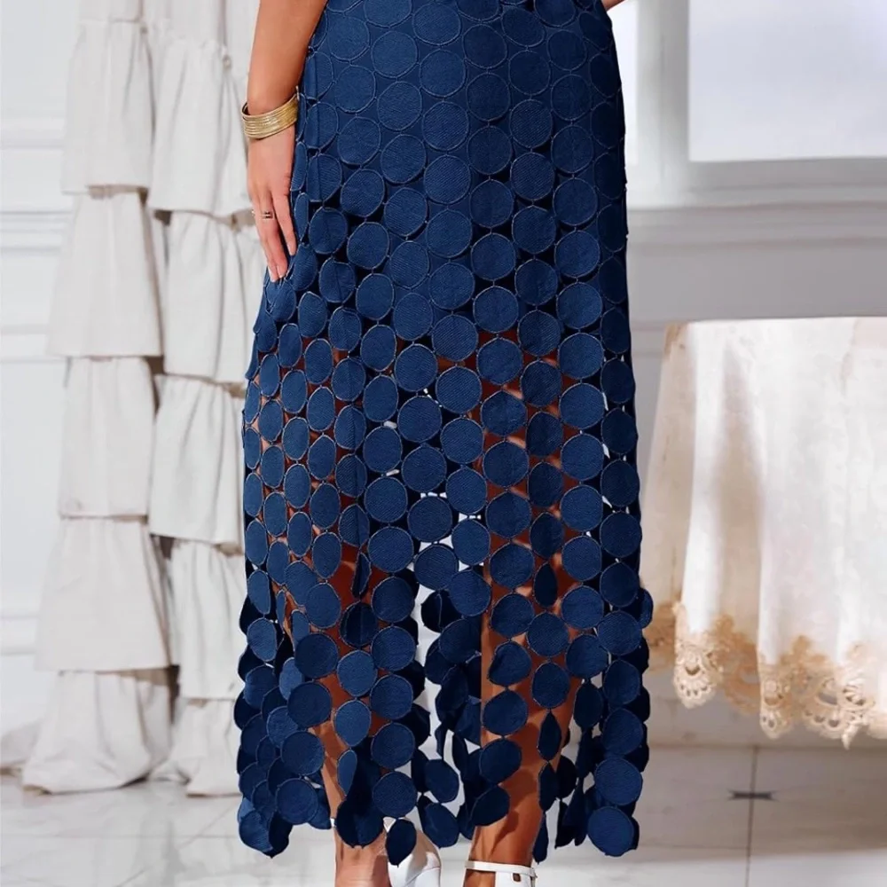 Cicy Bell Fun and Flirty Navy Blue Women's Midi Skirt Size Large NWT - Picture 4 of 11
